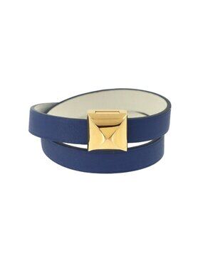 Hermes Medallion Infini Double Tour Reversible Bracelet Swift Blue Brighton
